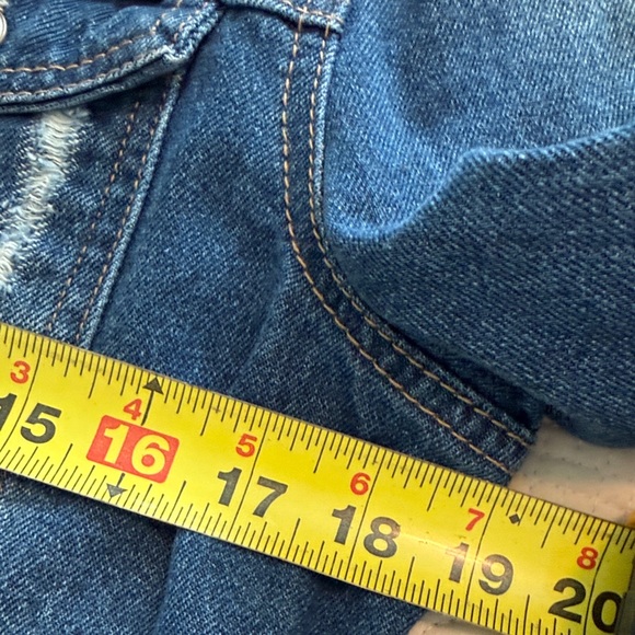 Vintage distressed Wax Jean Indigo Denim Jacket with Contrast Stitching Y2K✨ - Picture 6 of 9